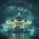 a whimsical and mysterious composition that evokes the feeling of a magical, rotating carousel