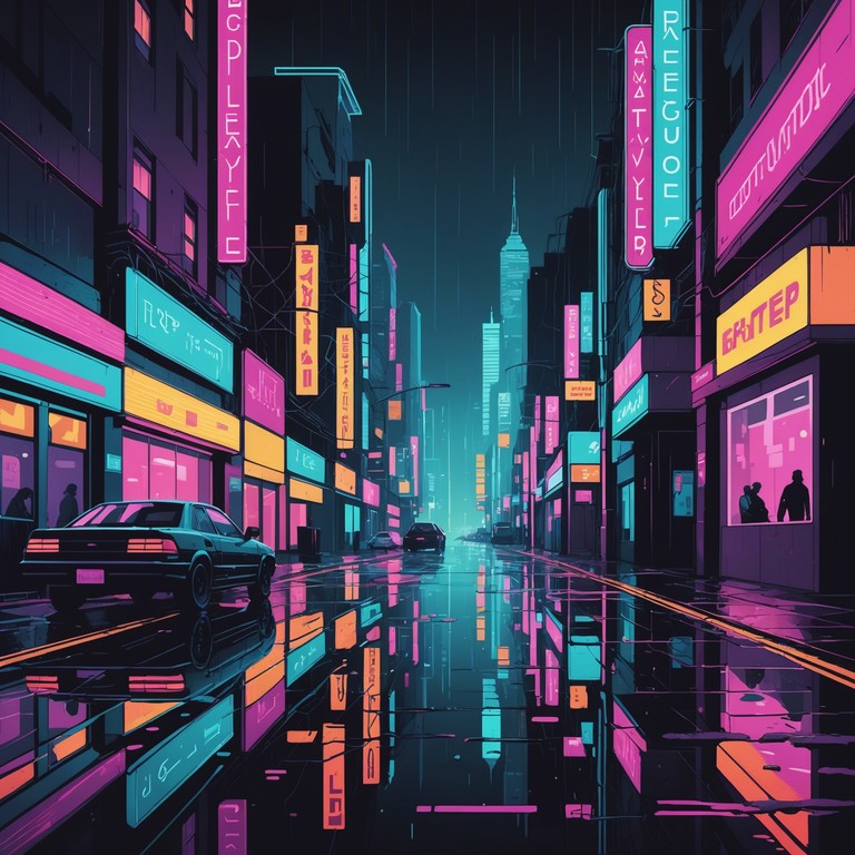 This composition captures the essence of a desolate cyberpunk cityscape under a perpetual drizzle. Soft electronic tones blend with gritty undercurrents, giving a sense of solitude amid a bustling, neon lit nightmare of tomorrow.