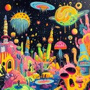 a whimsical, chaotic journey through a cosmic carnival