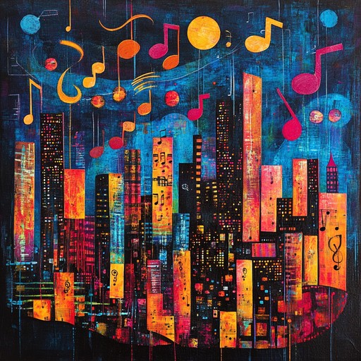 A vibrant instrumental track blending funky rhythms with urban nightlife vibes, capturing the excitement and energy of a bustling city after dark, featuring groovy basslines and infectious beats.