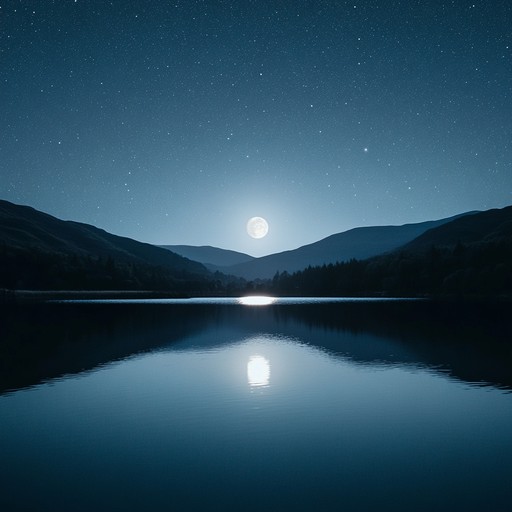 An instrumental hypnotic ballad featuring gentle, flowing harp melodies that evoke a serene, nocturnal landscape under the glow of a silver moon. The music gently sways like a lullaby, with soft harmonies and a dreamy atmosphere, inviting the listener into a state of calm reflection and peaceful introspection.