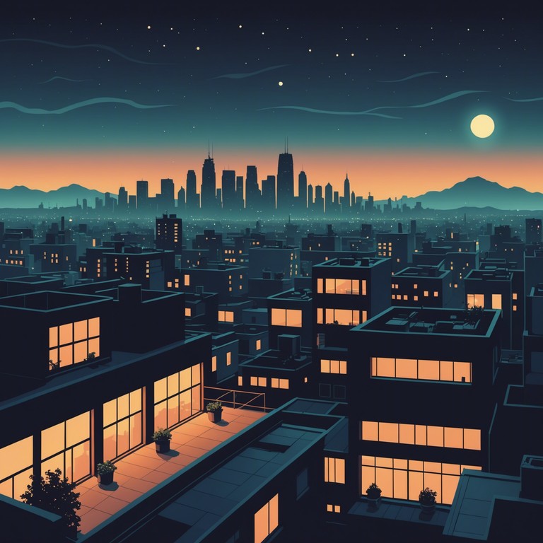 A smooth, atmospheric track capturing the essence of nocturnal cityscapes. The music flows like a gentle river through channels of muffled city noises, interlacing soulful undertones with a rhythm that taps into the heartbeat of a slumbering metropolis. Each beat resonates with the soft echo of distant traffic, wrapped in the subtle interplay of light and shadow.