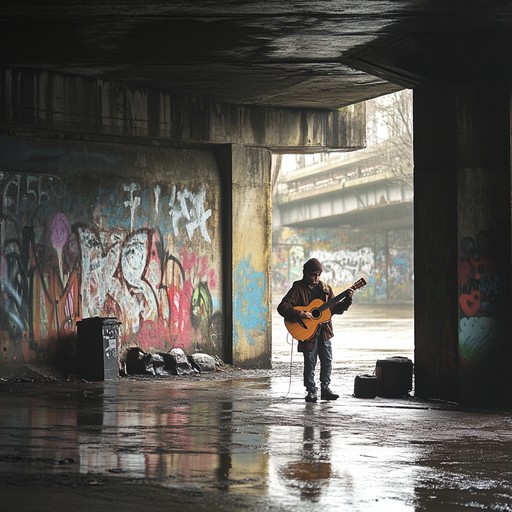 Dive into a rugged urban atmosphere where soulful blues guitar meets the pulsating energy of electronic beats. This track presents a unique blend that captures both the essence of a city’s heartbeat and the raw emotions of blues.