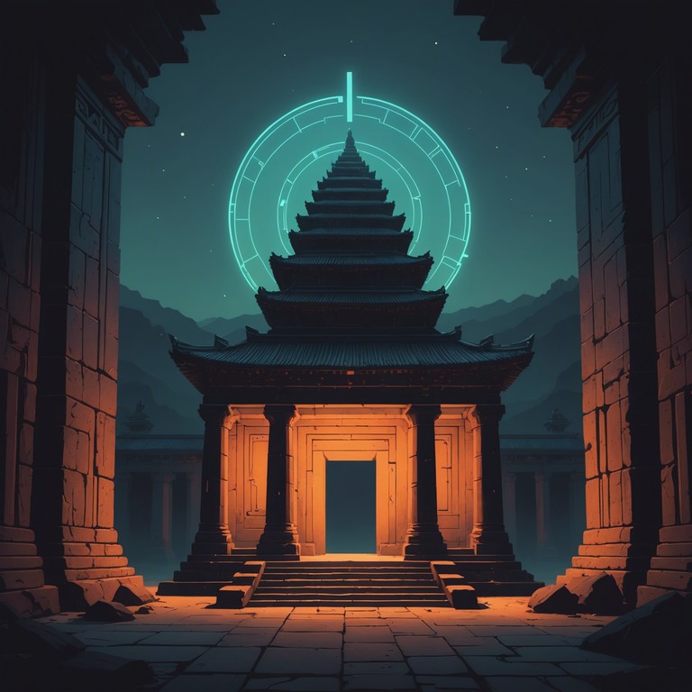 This composition binds the ethereal allure of ancient wisdom with the structured complexity of modern progressive music. It uses atmospheric synths to weave a tapestry of sounds that simulate walking through an ancient, echo filled temple, where each note represents an echo from the past resonating with futuristic overtones.