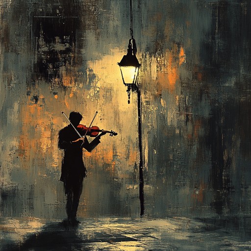 A gritty violin tune winds through a shadowy urban atmosphere, invoking a feeling of melancholy and reflection. This dark folk piece intertwines ancient traditions with the modern city landscape, creating an eerily beautiful soundscape that resonates with both sorrow and contemplation.