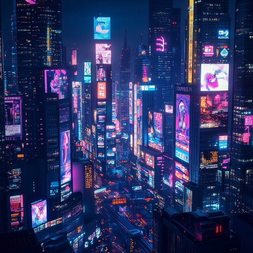 Experience the pulse of a futuristic cityscape with this cyberpunk track, driven by an upbeat rhythm and neon lit synth melodies. A vibrant fusion of pulsating beats and electronic textures transports you to a high energy, dystopian urban landscape.