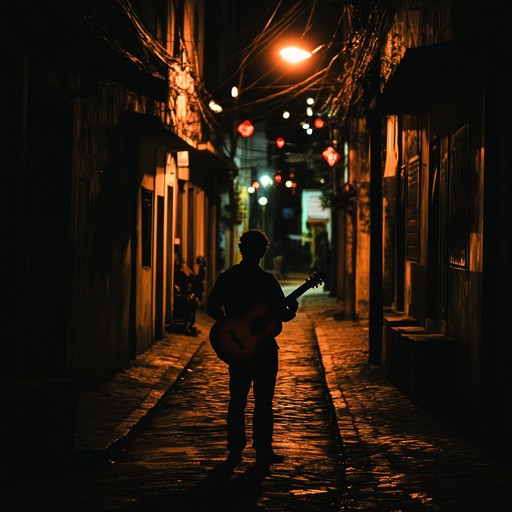 An instrumental samba blending traditional brazilian rhythms with dark, atmospheric tones to create a haunting soundscape capturing the mystery of the night