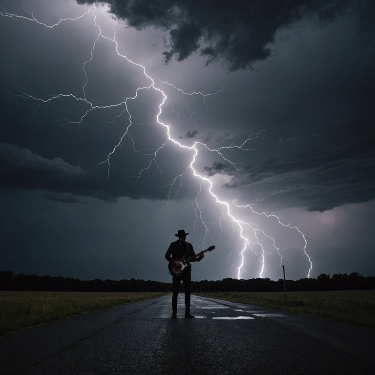 This track features a fast paced, high energy electric guitar performance that embodies the spirit of rebellion and freedom. It is characterized by its aggressive strumming patterns and intricate solos that punctuate an unstoppable rhythm, evoking a sense of empowerment and adrenaline rush. The composition parallels a stormy night, where each guitar riff is like a lightning strike, powerful and illuminating.