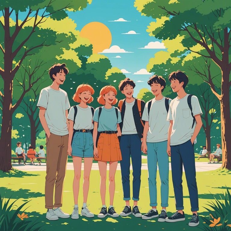 This track conveys the carefree days of youth, mixing a vibrant melody with uptempo beats to recreate the feeling of endless summer days spent with friends. Ideal for scenes of laughter, light challenges, and heartwarming memories in anime settings. The music flows like a bright day transitioning from morning sunshine to a delightful sunset.