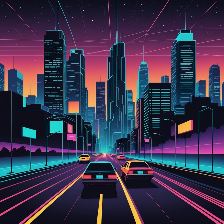 This track features bright, resonant synth lines that invoke the essence of a buzzing cityscape under neon lights in the 1980s, perfect for vibrant night scenes or exhilarating drives down sunset boulevards. Classic 80s drum machines maintain a pulsing, danceable rhythm throughout.