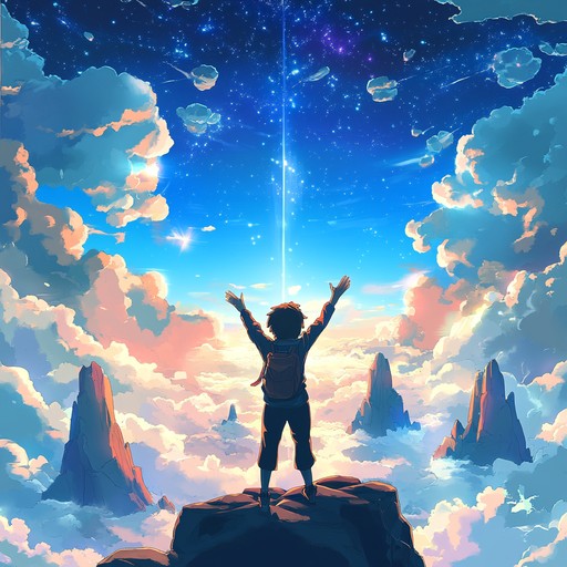 An instrumental track blending orchestral strings and synthesizers, capturing the euphoria of flying free in an anime inspired world filled with hope and adventure