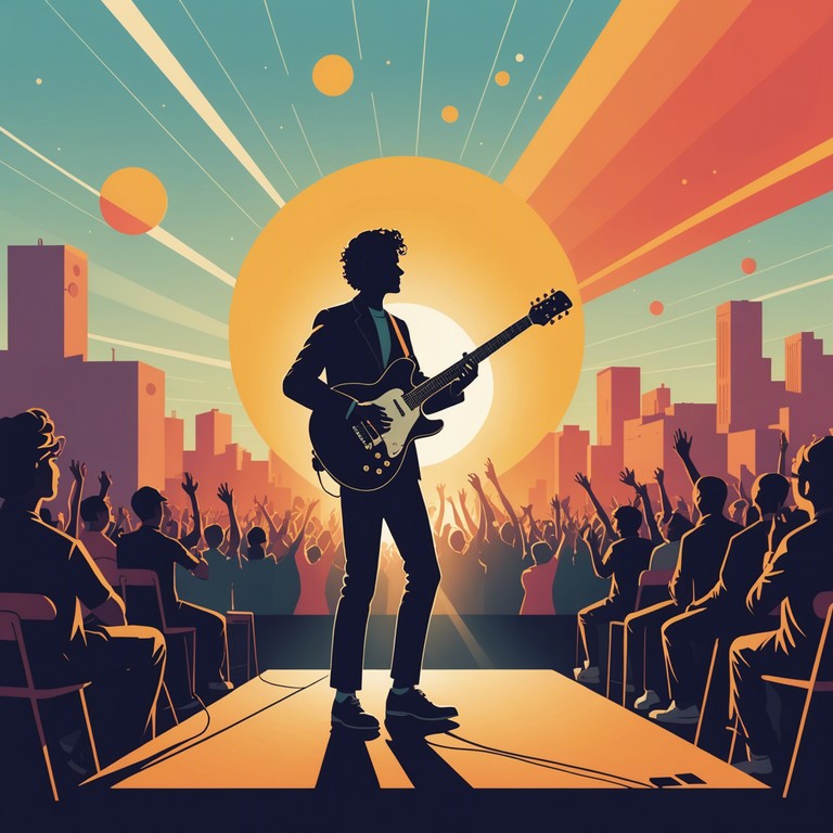 Imagine a scene at a lively summer music festival where everyone is dancing under the open sky, lost in the music. The track pulsates with vibrant energy and psychedelic guitar riffs that make you feel alive.