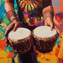 dynamic djembe rhythms drive an ecstatic tribal dance celebration.