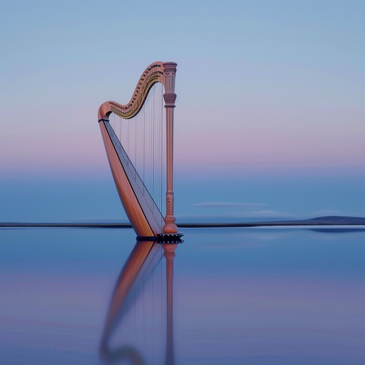 An exploration of fusion genres featuring harp and atmospheric jazz, perfect for calming twilight reflections. The musical piece weaves soft harp motifs with otherworldly ambient jazz tones, inviting introspective thoughts and tranquil moments.