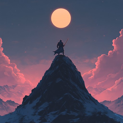 A grand orchestral piece capturing a hero's quest through enchanted realms, facing trials and embracing fate amid swirling magic