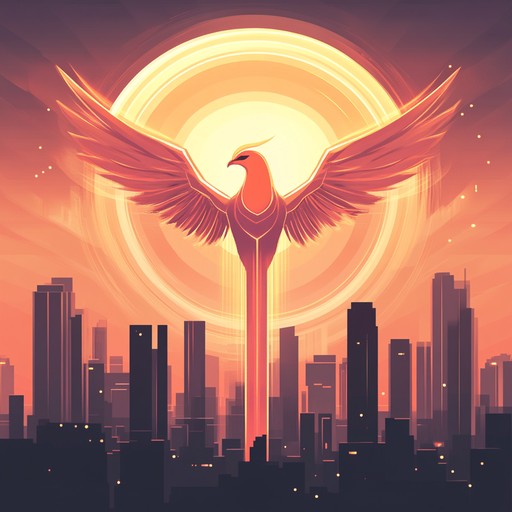 An epic instrumental edm track that captures the grandeur of a digital phoenix rising from the ashes, featuring soaring synth melodies, pulsing basslines, and majestic orchestral elements blended with modern electronic beats.