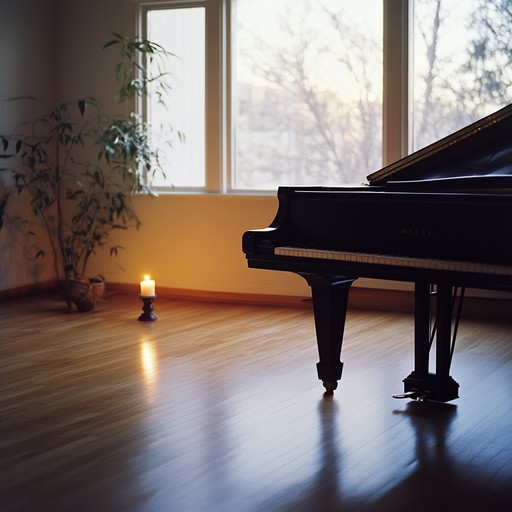 A graceful composition featuring a delicate piano accompanied by smooth, flowing strings. The piece evolves gently, evoking a sense of calm and serene beauty, ideal for unwinding and introspective moments. The melodies create a tranquil, reflective atmosphere, perfect for relaxation or peaceful contemplation. The arrangement layers subtle nuances, enhancing the emotive depth of the music.