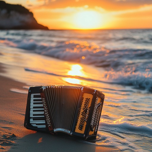 An evocative cumbia piece blending soothing rhythms with expressive accordion, reflecting the serene beauty of a sunset shared by lovers. The music flows softly, embodying deep emotions and the glow of twilight romance.