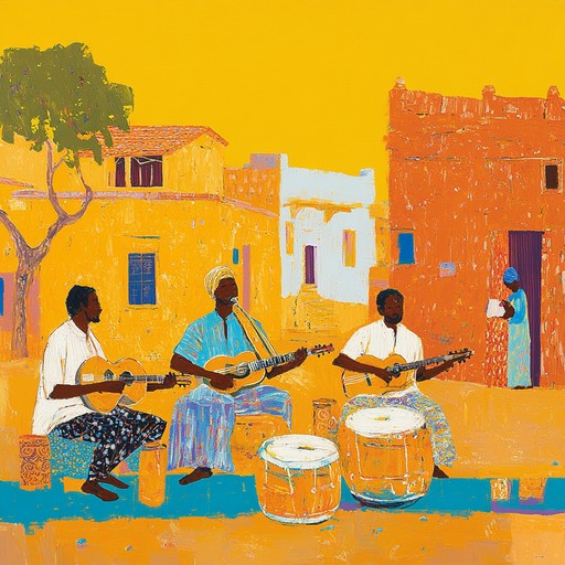 Immerse yourself in this fusion of jazz guitar and african rhythms, creating a lively soundscape for a globally inspired journey filled with improvisation and intricate drumming.