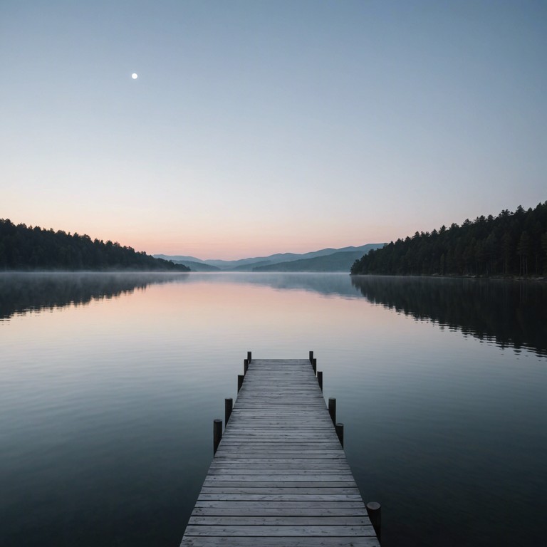 A relaxing synthesis of soft electric piano melodies and environmental sounds recorded by a tranquil waterside at dusk. As the calming tones of the piano intertwine with whispers of nature, a serene soundscape is formed, adept for meditation, study, or simply unwinding.