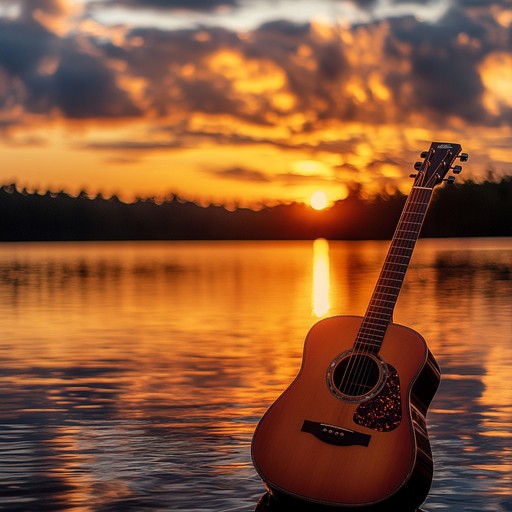 A gentle acoustic guitar piece that evokes the warmth of a golden sunset, combining tender rock elements with soothing melodies perfect for moments of reflection and intimacy, capturing the essence of a quiet summer evening