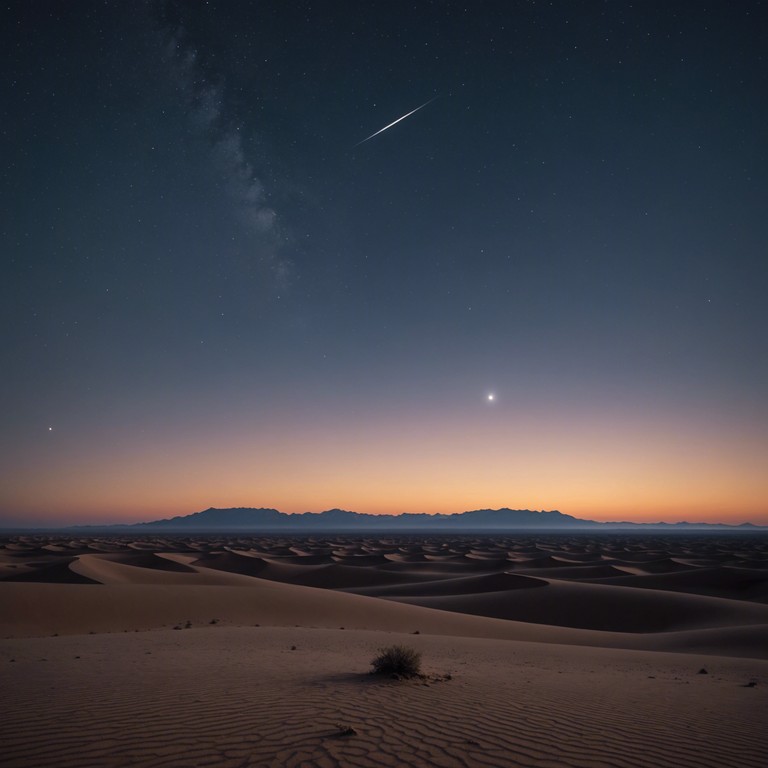 A mesmerizing piece that transports the listener to a vast desert under a starlit sky, where the haunting sound of a traditional ney flute echoes the mysteries and spirits of ancient sands.