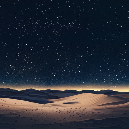 Visualize a calm desert at night, illuminated by stars. Delicate, exotic tunes create an atmosphere of serenity and mysticism. This instrumental aims to evoke peace and reflection, immersing the listener in a tranquil, midnight oasis