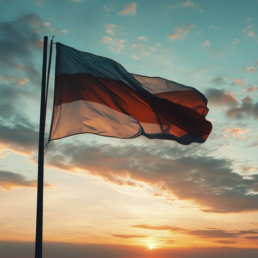 A cinematic and fervent score blending marching band percussion with sweeping orchestral strings, evoking national pride and unity. Grand crescendos and solemn interludes paint a vivid auditory tapestry of a nation's journey towards freedom.