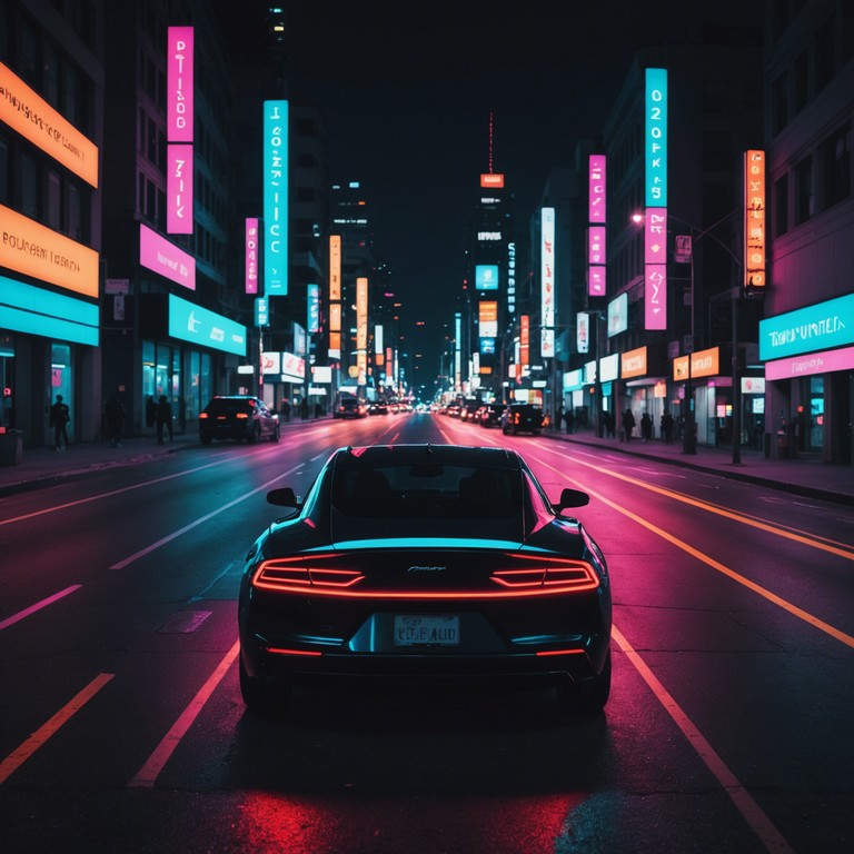 A track that captures the essence of late night drives under city lights, featuring groovy bass lines and a laid back rhythm that is perfect for reflecting or just chilling out. This piece gives you a feeling of cruising through a neon lit cityscape in a retro futuristic car, letting the rhythm guide you through the stillness of the night.