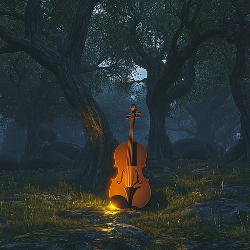 Transport listeners to a magical nocturnal world where melancholic violin melodies intertwine with the mystic ambiance of an enchanted forest. Each note paints the allure of ancient whispers and moonlit paths guiding through an emotional, mystical journey