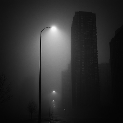 An ominous instrumental hip hop track blending haunting piano melodies with deep, heavy beats, creating a mysterious and unsettling atmosphere reminiscent of deserted cityscapes at night