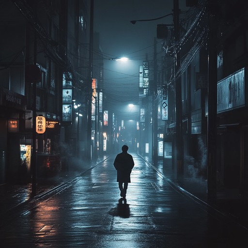 An instrumental jpop composition that evokes feelings of nostalgia and longing through haunting melodies and ethereal soundscapes, capturing the essence of a lonely journey through deserted city streets