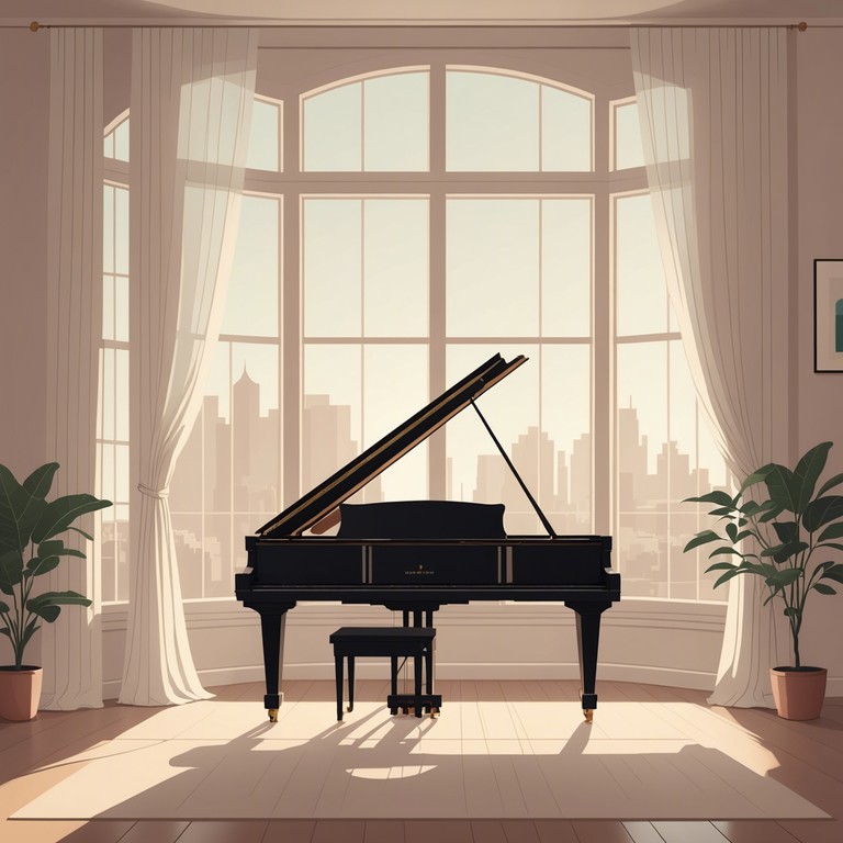 A gentle touch on the piano keys brings forth a serene yet slightly tense atmosphere, where soft melodic structures offer comfort against the quiet stir of anxious moods. This easy listening piece invites the listener into a world of introspective thought, mediated by the harmonious interplay of light instrumentation.