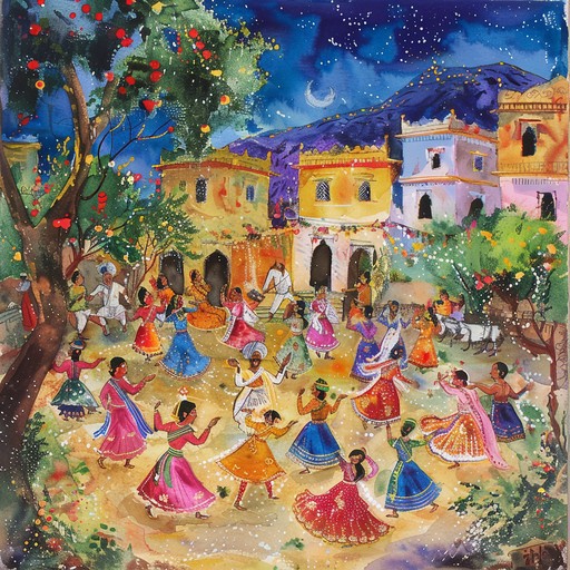 A spirited and jubilant instrumental evoking the essence of a joyous village festival with bustling activities and heartwarming culture.