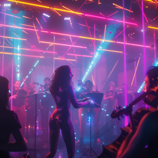 This disco track blends energetic dance rhythms with grandiose orchestral arrangements, creating a nostalgic yet exhilarating experience reminiscent of a dramatic showdown on a cosmic dance floor.