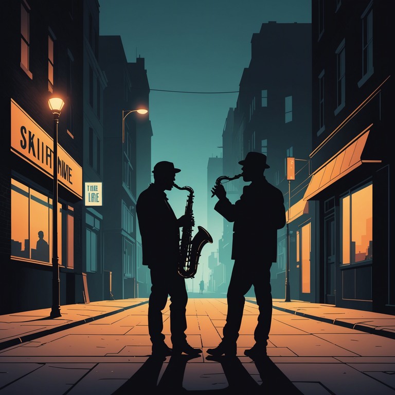 This track combines the sultry energized vibes of chill jack swing with an underlying dramatic narrative. Featuring a smooth saxophone lead that interplays with soft yet punchy beats, it creates a dynamic dance of shadows and emotions, stirring the listener into the night’s enigmatic embrace.