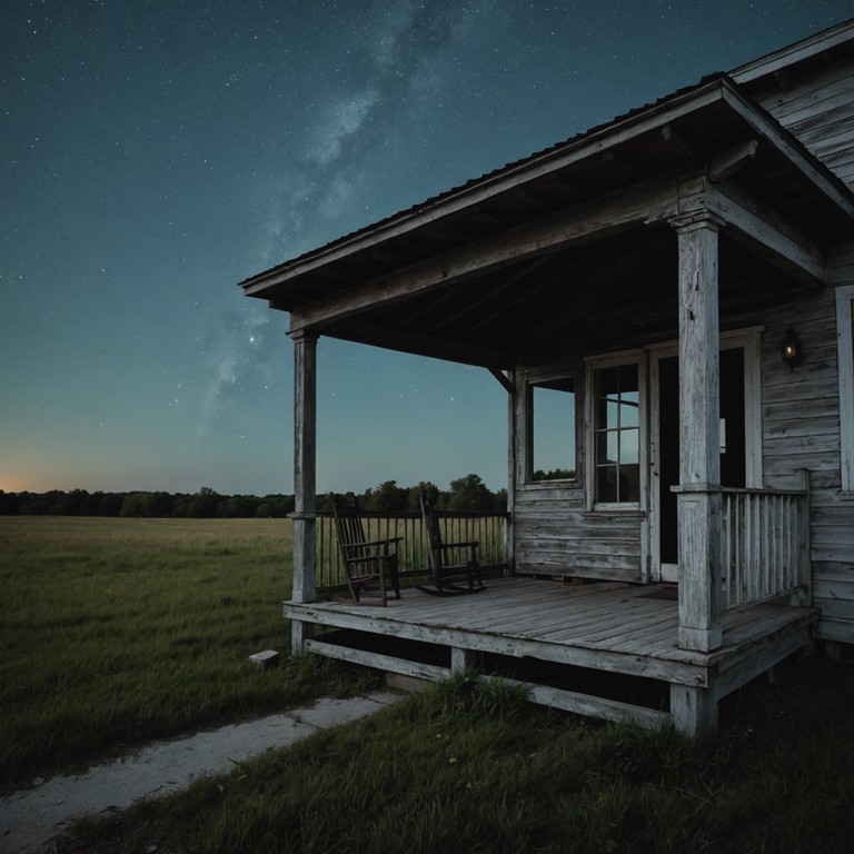 Imagine sitting on an old wooden porch, the stars twinkling above, as soft guitar melodies mingle with the quiet sounds of the surrounding countryside, evoking a sense of peace and timelessness.