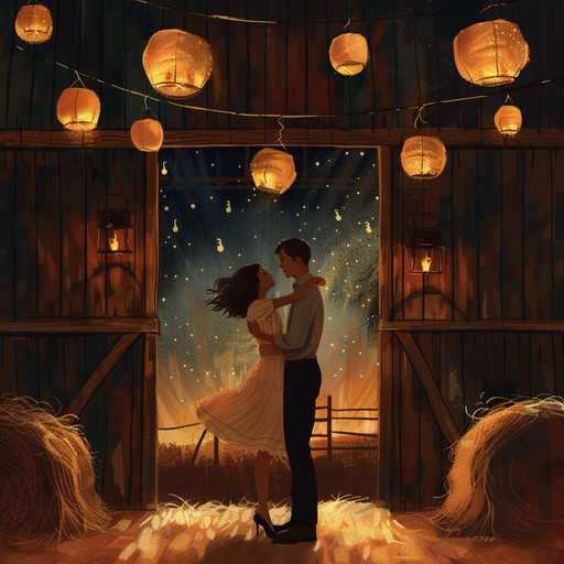 Envision a peaceful barn illuminated by the soft glow of lanterns, where the melodies of a guitar evoke the warmth and intimacy of a romantic country evening. Perfect for creating a laid back, sensual atmosphere.