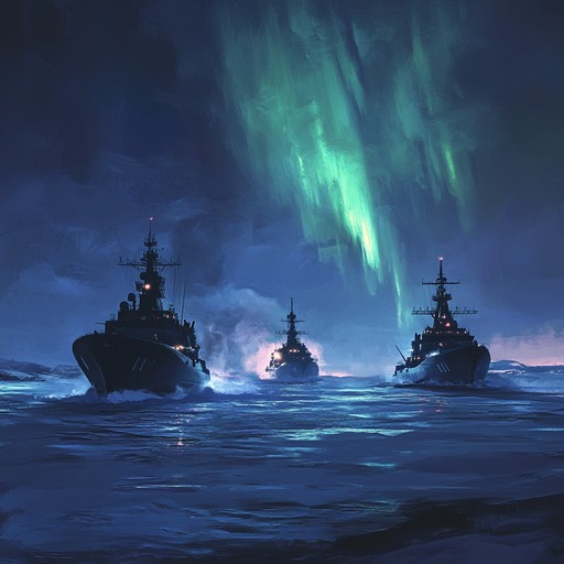 A powerful instrumental that portrays the russian navy's arduous journey through freezing arctic seas. The composition features bold brass melodies and driving percussion, invoking a sense of determination and resilience against harsh climates.