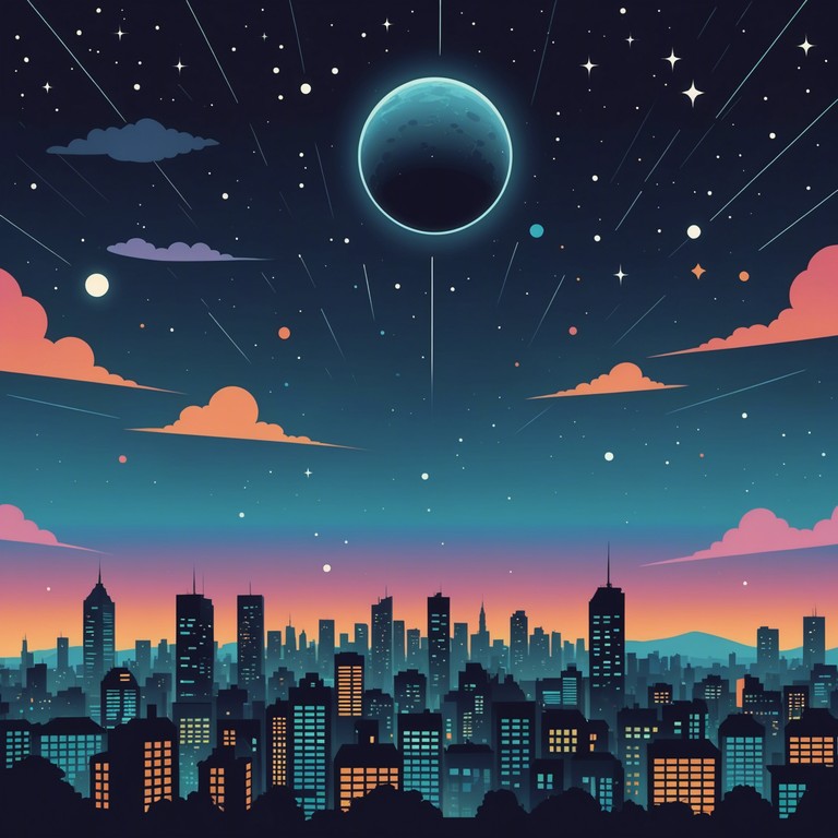 Ideal for capturing the mood of an evening drive through a bustling city, this piece uses deep bass tones and light synthetic ambiances to create a feeling of moving through a lively urban environment under colorful lights.