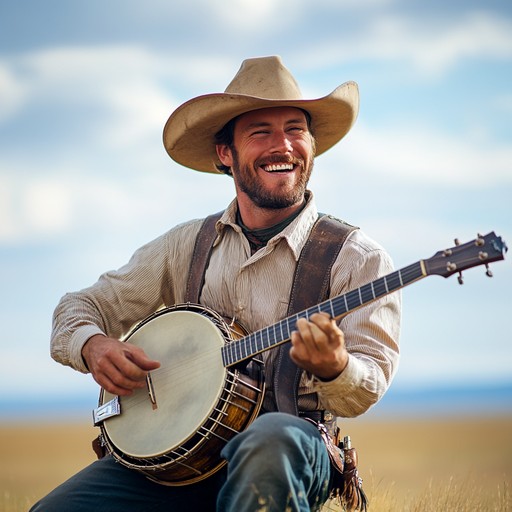 This instrumental track features a lively banjo melody that captures the joy and freedom of riding across open western plains. The upbeat rhythm and cheerful tones evoke images of sunny days, open skies, and the camaraderie of life on the trail.