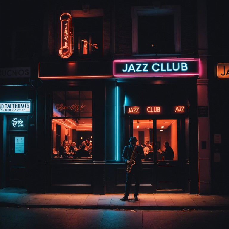 A lush tapestry of soft saxophone melodies intertwining with subtle ambient backdrops, creating a sophisticated, soothing soundscape that evokes late night jazz clubs lit by the soft glow of neon signs. The music carries a hint of nostalgia and a touch of mystery, perfect for unwinding after a long day.