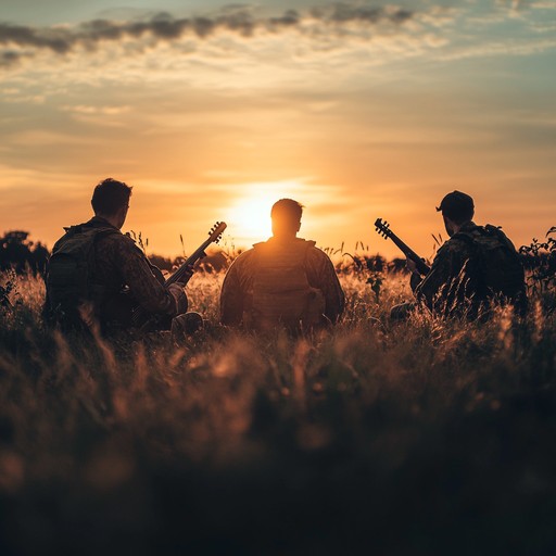 A soothing composition combining soft brass and gentle percussion, portraying the tranquility of soldiers unwinding under the twilight sky