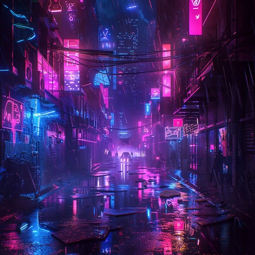 This track fuses high energy electronic beats with futuristic synthesizers, creating a soundscape that thrusts listeners into the gritty, neon lit streets of a cyberpunk city. It is perfect for an adrenaline pumping ride through a dystopian future, with pulsating rhythms and sharp melodies that evoke the spirit of rebellion and technological mystery.