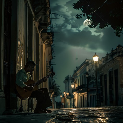 Let the sensual guitar melodies transport you to havana's moonlit streets, capturing the essence of love and tranquility in a serene, intimate setting.