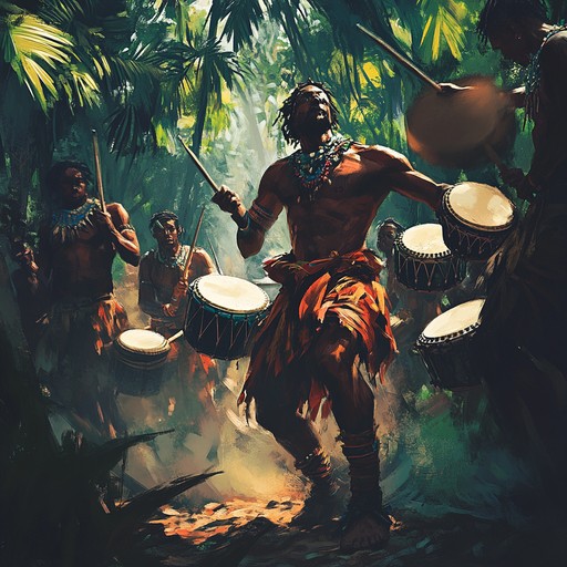 This piece features fierce tribal drumming, creating a sense of primal resistance and revolt within a jungle setting. Percussive patterns drive the rebellious energy, combining traditional tribal rhythms with modern, aggressive elements to inspire a raw, untamed atmosphere. The dynamic shifts from intense fury to suspenseful calm, mirroring the ebb and flow of a tribal uprising.