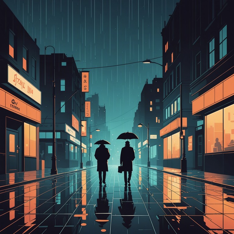 This track paints a sorrowful story set on the rain soaked streets of a bustling city, where the soulful tones of a solo saxophone echo the profound despair and yearning felt in the modern urban life.