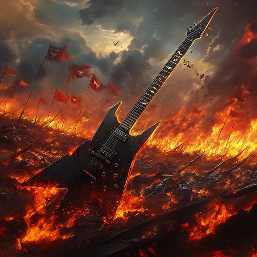 An explosive fusion of intense rap verses and dominant metal guitar riffs, this track portrays a journey to ultimate victory, blending gritty beats and triumphant melodies. The powerful synergy of rap and metal offers an adrenaline rush that captures the essence of overcoming monumental challenges.