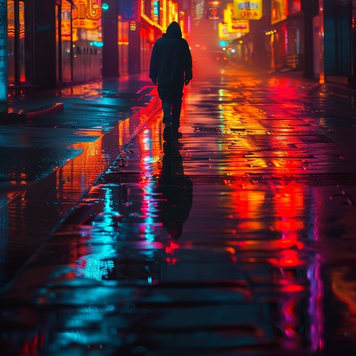 This track captures an elegant essence of cyberpunk themes, blending neon lit cityscape sounds with sophisticated synth melodies, creating an immersive soundscape that evokes a serene yet haunting exploration of futuristic urbanity. The music conjures images of rain slick streets softly illuminated by neon signs, where technology and emotion fuse into a singular auditory experience.