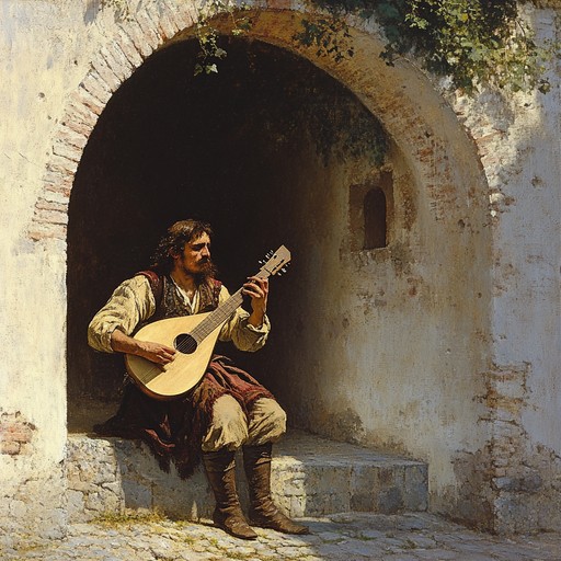 Experience the dramatic journey of a troubadour navigating through epic medieval landscapes. This track uses traditional lute melodies to paint vivid auditory pictures of battles, heroism, and a quest for glory in a thrilling, captivating narrative.